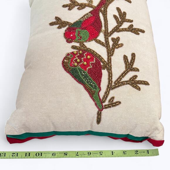Pier 1 Imports Beaded‎ Birds on a Branch Rectangular Pillow Christmas Holiday - Picture 11 of 11